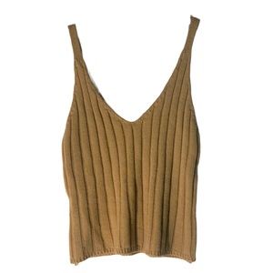 Shelanna Knit Cropped Mustard Tank Top